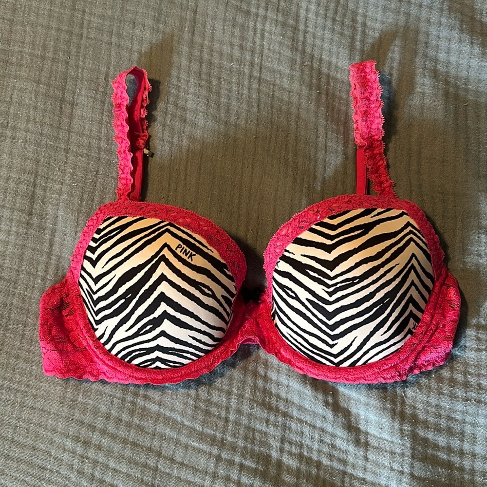 VS Pink Bra — zebra print